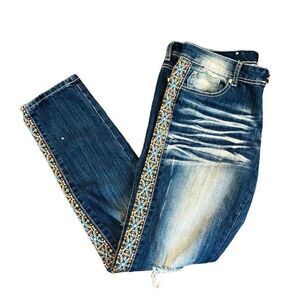 Premiere by Rue 21 Boho Distressed Embroidered Straight Jeans size 11/12R